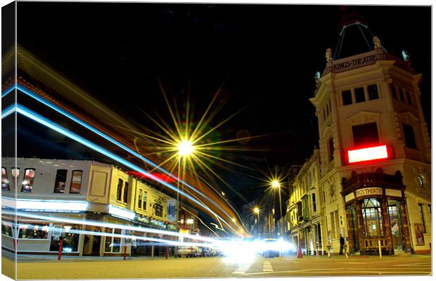 Victorian Theatre and Light Trails Canvas Print by Paul Gordon