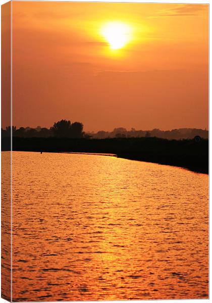sunset over river Bure Canvas Print by dennis brown
