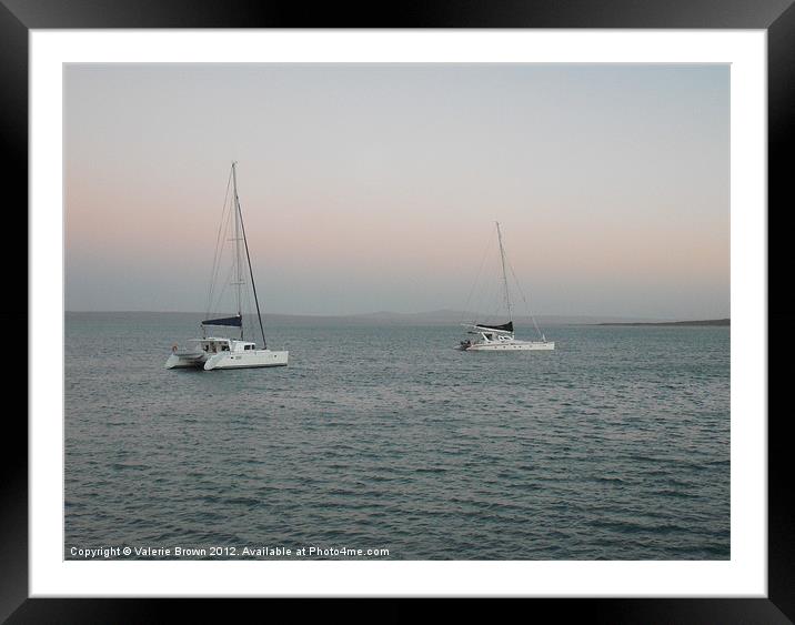 Yachts near the shore Framed Mounted Print by Valerie Brown