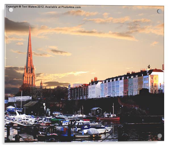 Sunset Over St Mary Redcliffe, Bristol Acrylic by Terri Waters