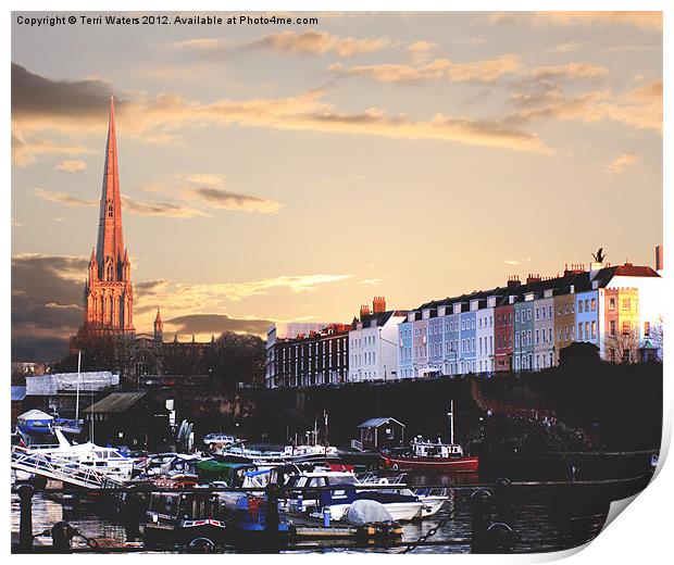 Sunset Over St Mary Redcliffe, Bristol Print by Terri Waters