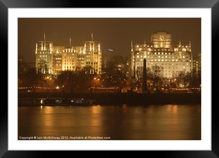 Victoria Embankment at Night Framed Mounted Print by Iain McGillivray