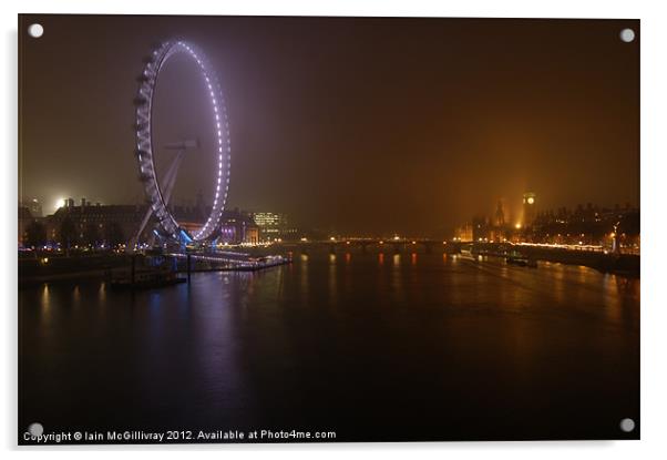 Thames at Night Acrylic by Iain McGillivray