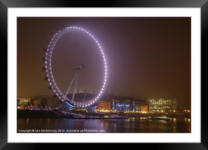 London Eye at Night Framed Mounted Print by Iain McGillivray