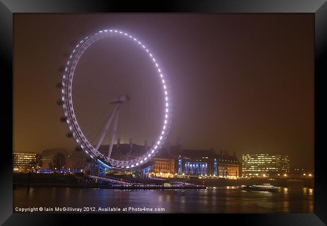 London Eye at Night Framed Print by Iain McGillivray
