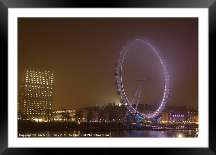 London Eye at Night Framed Mounted Print by Iain McGillivray