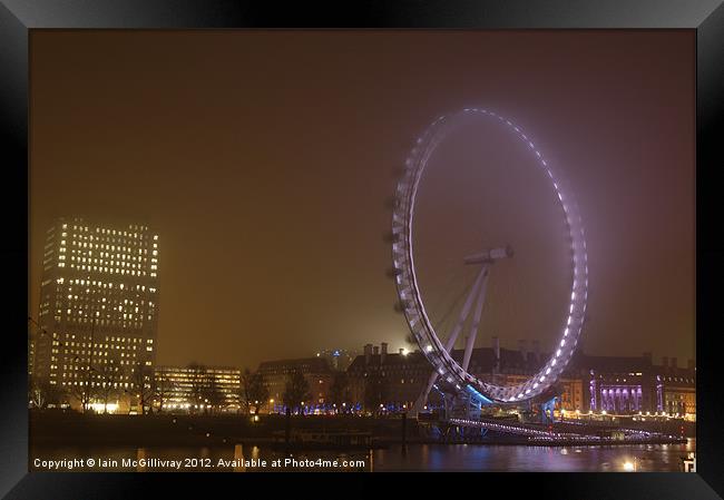London Eye at Night Framed Print by Iain McGillivray