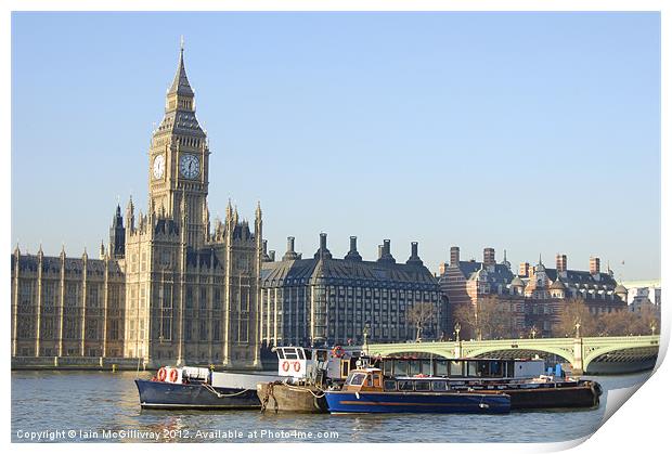Boats at Westminster Print by Iain McGillivray