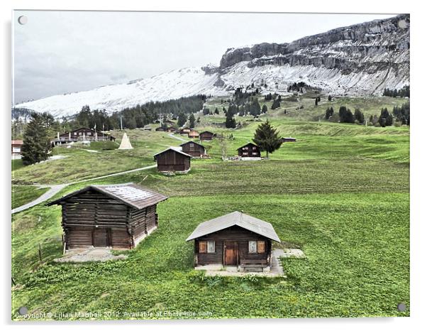 Flims Waldhaus  Switzerland. Acrylic by Lilian Marshall