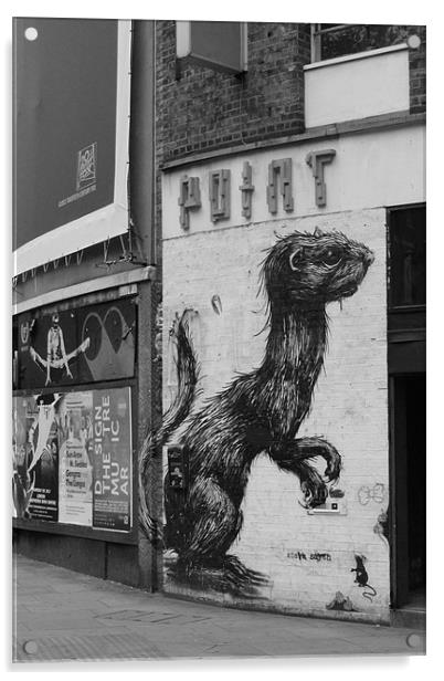 Shoreditch Street Rat Acrylic by Adrian Wilkins