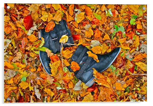 Autumn Boots Acrylic by Caroline Williams