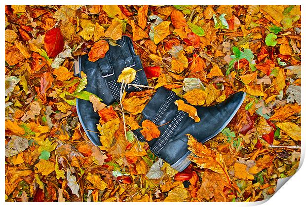 Autumn Boots Print by Caroline Williams