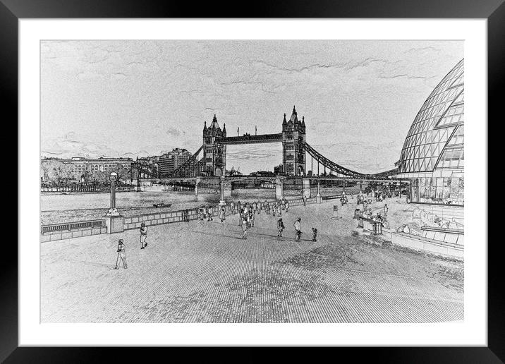 London Southbank art Framed Mounted Print by David Pyatt