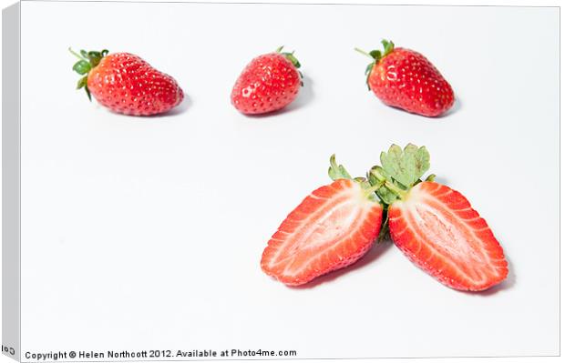 Sliced Starwberry Canvas Print by Helen Northcott