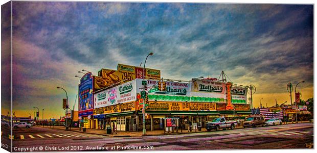 Nathan's Famous, Coney Island, New York Canvas Print by Chris Lord