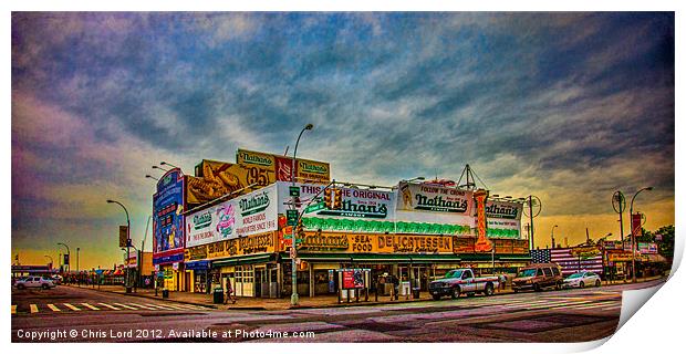 Nathan's Famous, Coney Island, New York Print by Chris Lord