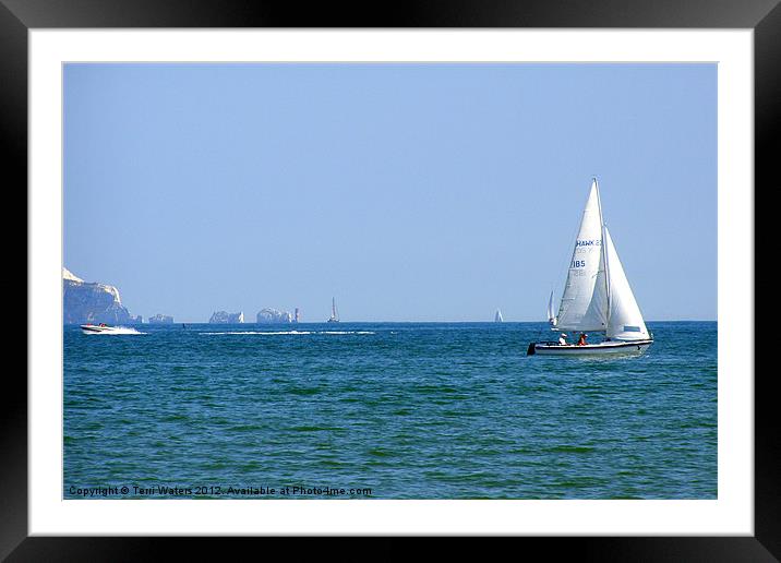 Yachting Round The Needles Framed Mounted Print by Terri Waters