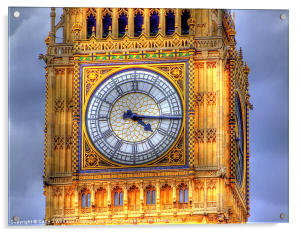 The Face Of Big Ben Acrylic by Colin Williams Photography