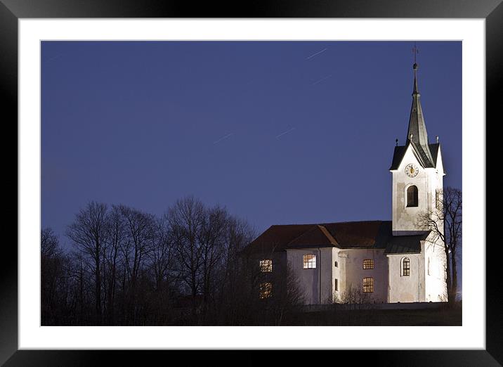 Prezganje church at dusk Framed Mounted Print by Ian Middleton