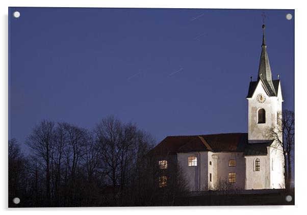 Prezganje church at dusk Acrylic by Ian Middleton