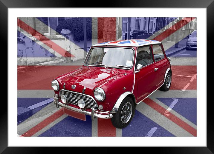 British Classic Mini car Framed Mounted Print by David French
