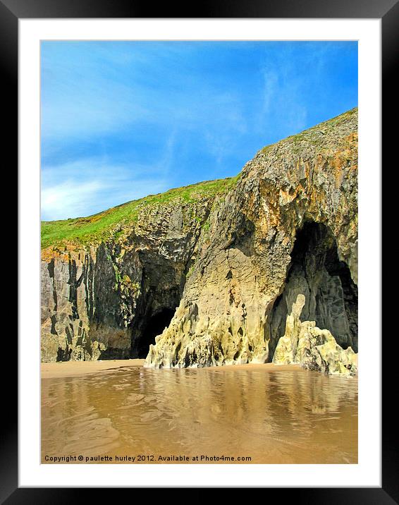 Cavern Reflection.Lydstep. Framed Mounted Print by paulette hurley