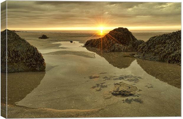 Putsborough Sands Sunset Canvas Print by Dave Wilkinson North Devon Ph