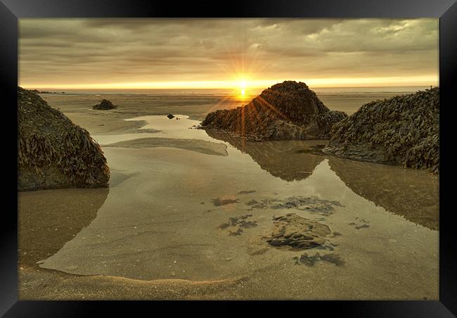 Putsborough Sands Sunset Framed Print by Dave Wilkinson North Devon Ph