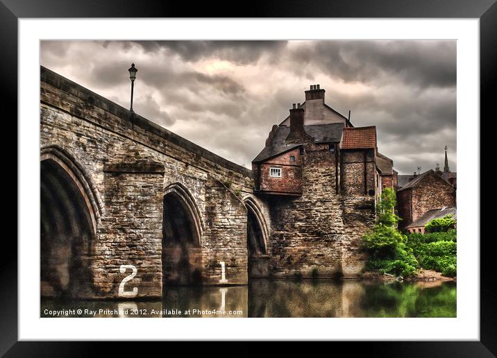 Elvet Bridge (paint effect) Framed Mounted Print by Ray Pritchard