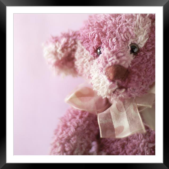 Little Pink Bear Framed Mounted Print by Victoria Davies