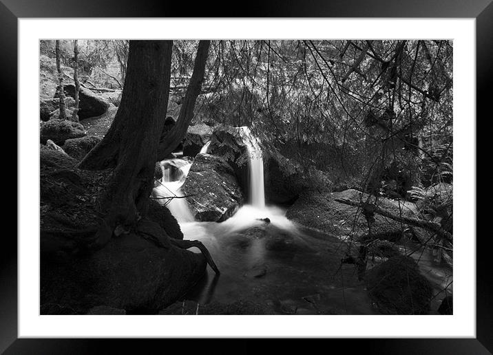 Becky Falls Pool Black and White Framed Mounted Print by Dean Messenger