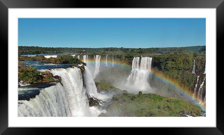 Rainbow over Iguazu Falls. Framed Mounted Print by wendy pearson