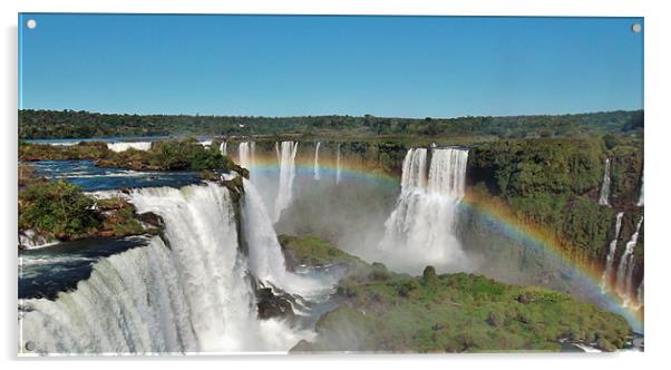 Rainbow over Iguazu Falls. Acrylic by wendy pearson