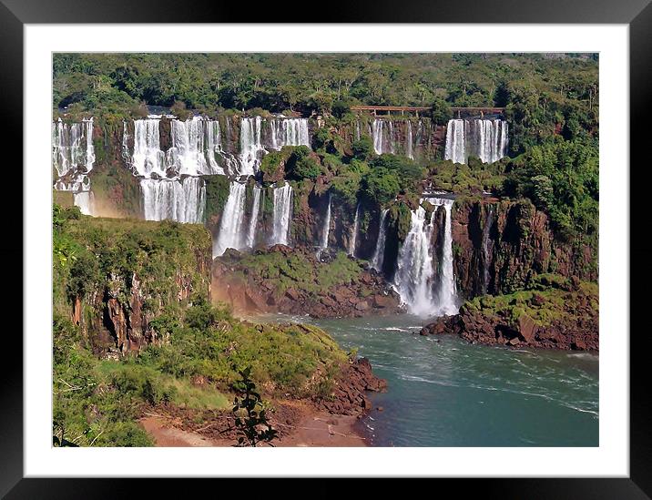 Iguazu River & Falls. Framed Mounted Print by wendy pearson