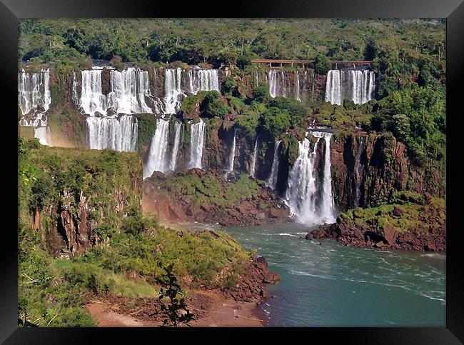 Iguazu River & Falls. Framed Print by wendy pearson