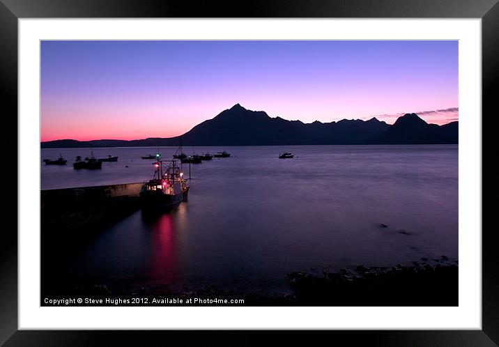 Elgol Fishing Boat at dusk Framed Mounted Print by Steve Hughes