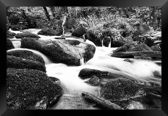 Becky Falls Wet Rocks Framed Print by Dean Messenger