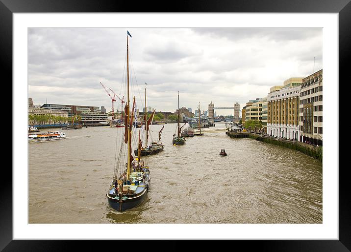 Thames Barges Tower Bridge 2012 Framed Mounted Print by David French
