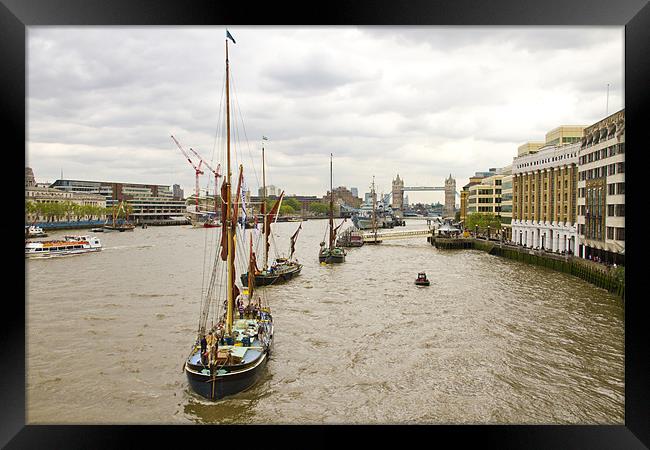 Thames Barges Tower Bridge 2012 Framed Print by David French