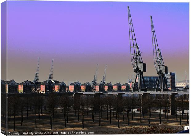 Towards Millenium Dome from Docklands Canvas Print by Andy White