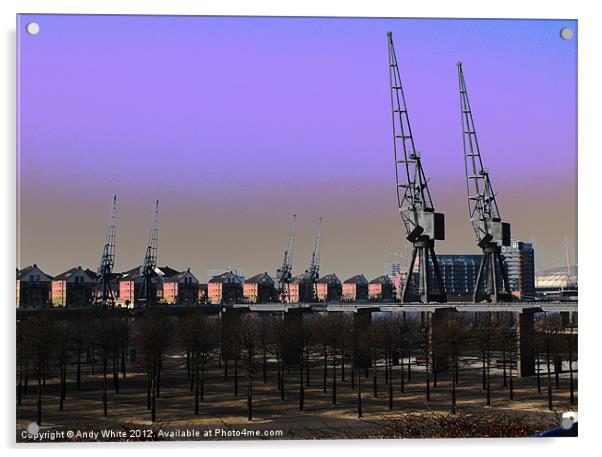 Towards Millenium Dome from Docklands Acrylic by Andy White