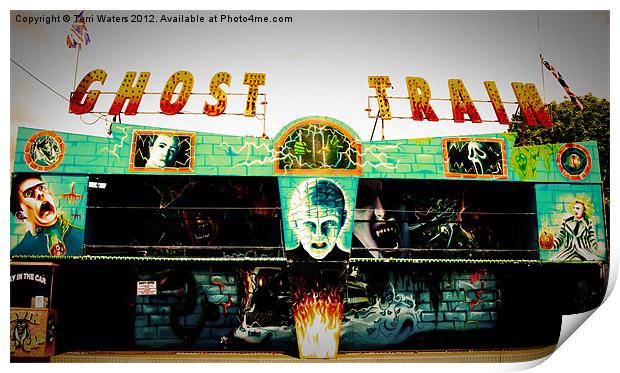 Funfair Ghost Train Looking Spooky Print by Terri Waters