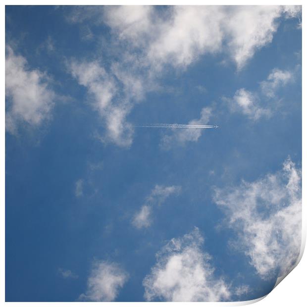 Blue Sky And Aeroplane Print by Heidi Cameron