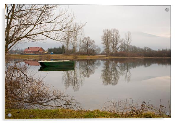 Cerknica lake in the morning Acrylic by Ian Middleton