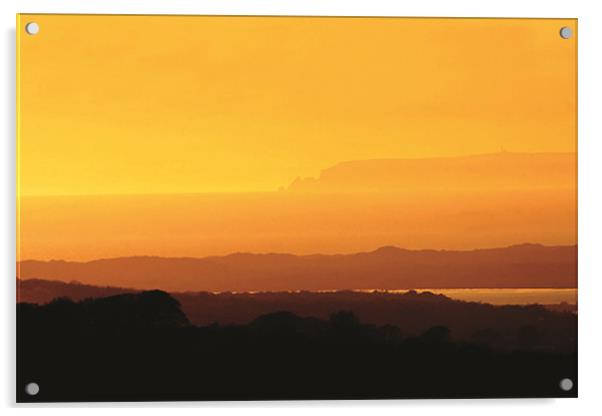 Yellow Devon Sunset Acrylic by Mike Gorton