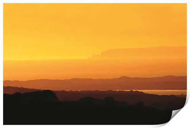 Yellow Devon Sunset Print by Mike Gorton