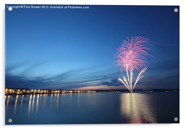Weymouth Firework Display Acrylic by Paul Brewer