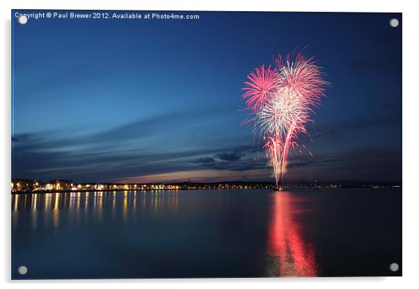 Weymouth Firework Display Acrylic by Paul Brewer