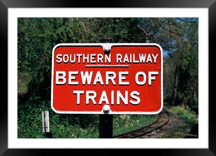 Beware Of Trains Framed Mounted Print by Lee Osborne