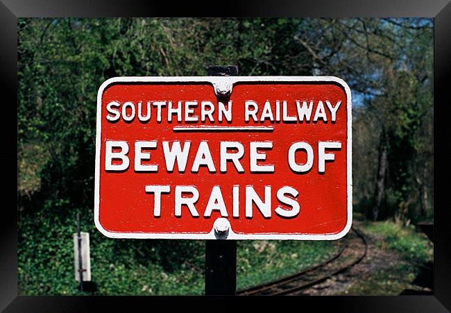 Beware Of Trains Framed Print by Lee Osborne